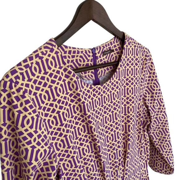 J.McLaughlin Catalina cloth Mia Purple Geometric Print Pleated Dress - Large - Picture 2 of 5